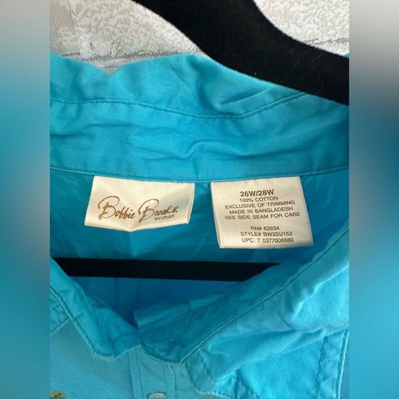 Bobbie Brooks Turquoise Ocean-Themed Button Down size 26/28 #1858 - Picture 3 of 5